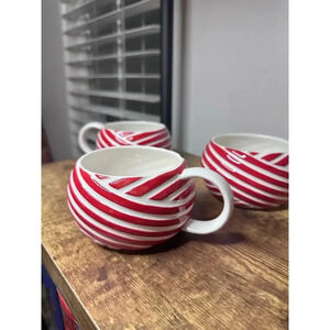 2013 Starbucks Red Candy Cane Striped Mugs Set of 3
